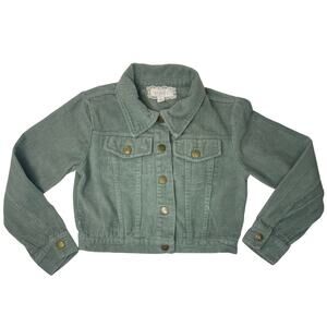 Btween Girls Corduroy Jacket Size 8 Sage Green Cropped Button Front Shacket
